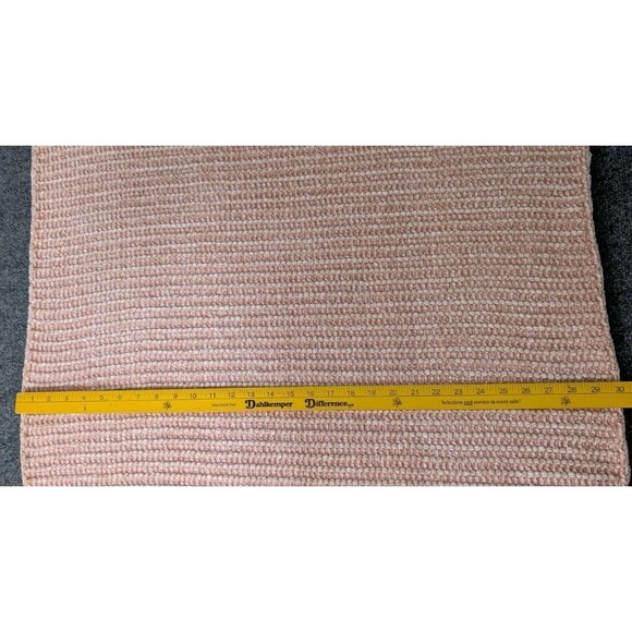 Pottery Barn Kids Small Throw Blanket Knit Crochet Pink Gold 30x38 Baby - Picture 6 of 8